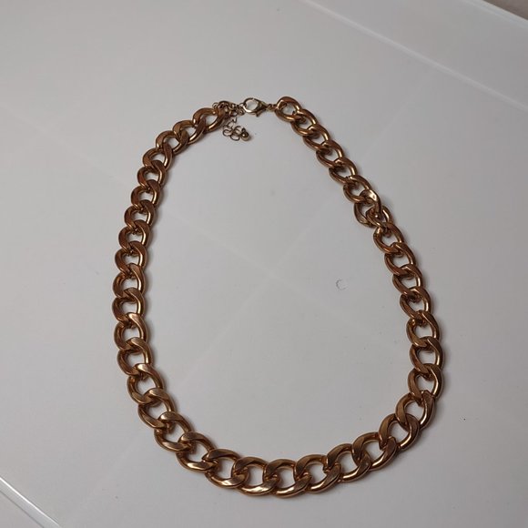 Gold Tone Heavy Chain Necklace Adjustable 17.5 To 19.5 Inches Long - Picture 2 of 7